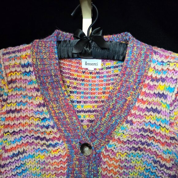 &Merci Knit Long Sleeve Rainbow Sweater Cardigan M - Picture 3 of 12
